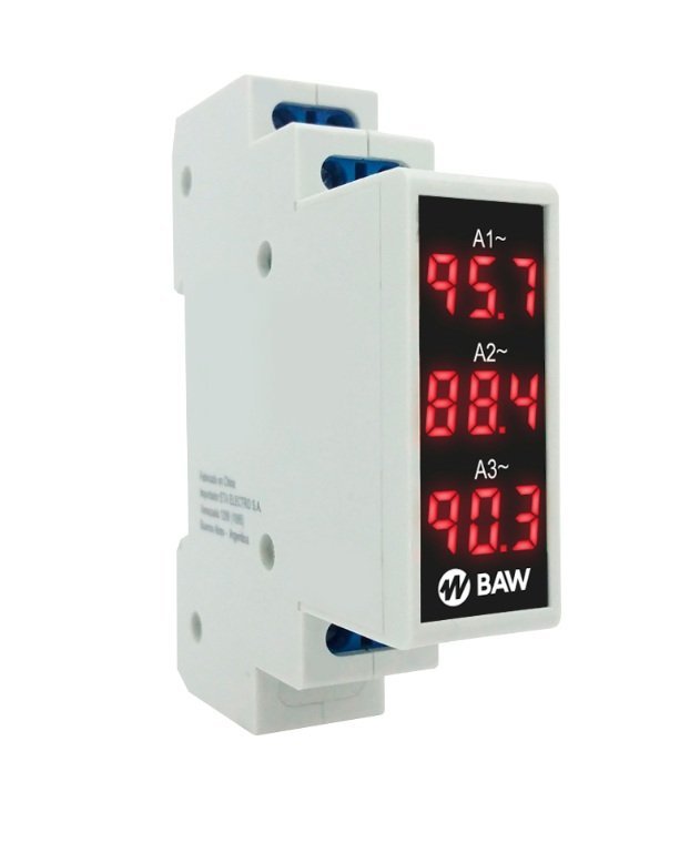 AMPERIMETRO DIGITAL TRIFASICO 1 MODULO ROJO BAW A3MD100CA4