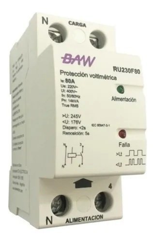 PROTECTOR DE TENSION MONOFASICO P/DIN BAW 80A 220V RU230F80