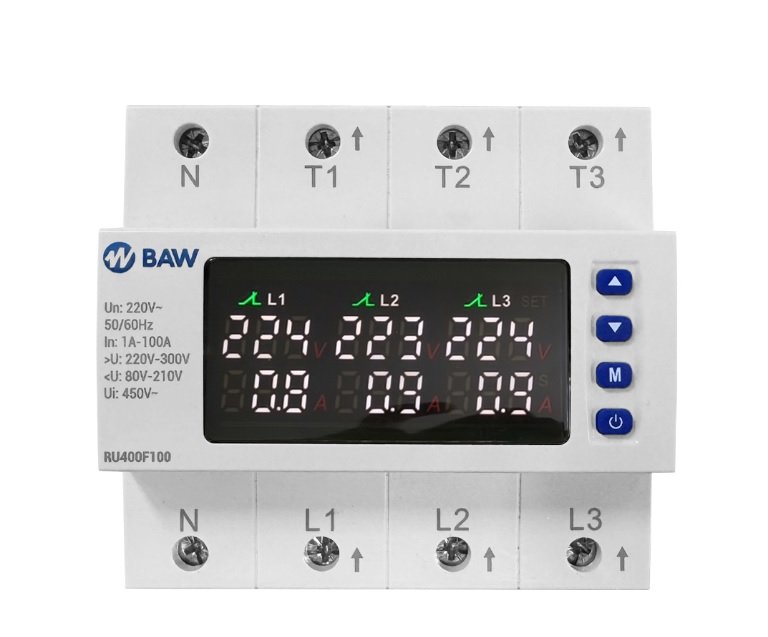 PROTECTOR DIGITAL TRIFASICO BAW DE TENSION Y CORRIENTE 100A