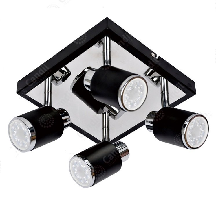Aplique JULITA GU10  4 Luces . CUADRADO NEGRO