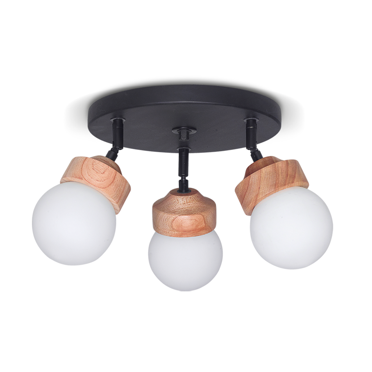 PLATO DE 3 LUCES CON GLOBIT NEGRO