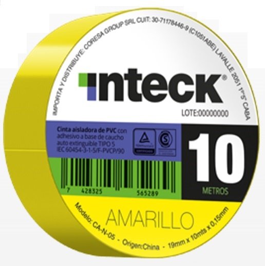 CINTA AISLADORA INTECK 10MTS AMARLLA