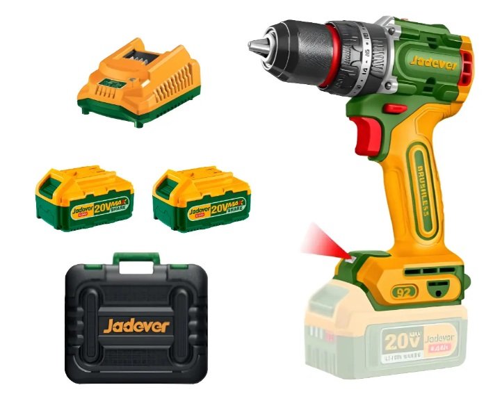 TALADRO PERCUTOR 20V 92Nm C/BAT (2) Y CARG JADEVER