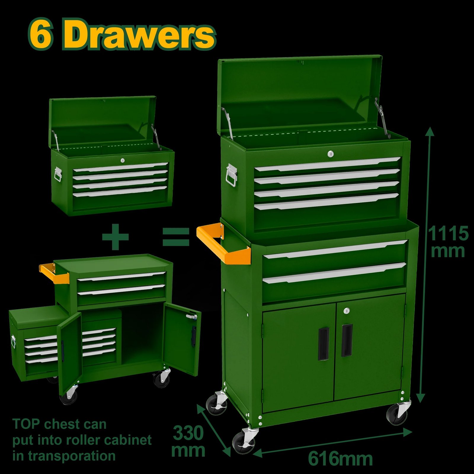GABINETE CON 6 CAJONES 616x330x1115mm ACERO JADEVER