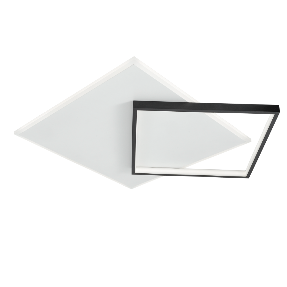 PLAFON MIAMI DE 2 CUADRADOS SATINADO Y NEGRO 48W LED