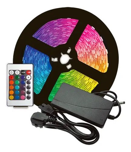 KIT CINTA LED 5MTS RGB + CONTROLADORA + FUENTE