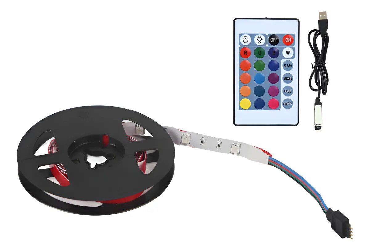 KIT CINTA RGB USB PARA TV 1MTS C/CONTROLADORA 5V-APP