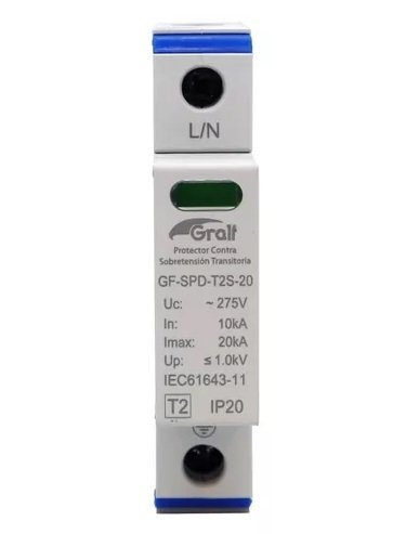 PROTECTOR DE SOBRETENSION TRANSITORIA 1P T2 GRALF 20KVA