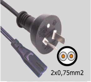 CABLE 250V 10A 2 PINES C/RANURA 8 JA