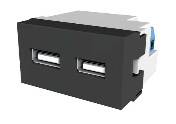 TOMA DOBLE USB 3A GRIS JL