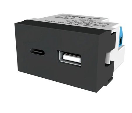 TOMA DE CARGA  COMBINADO USB + USB-C 3A GRIS JL