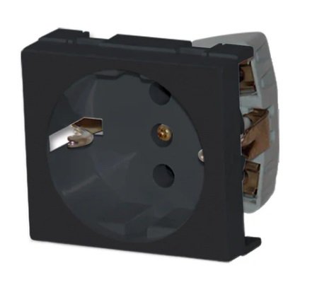 TOMACORRIENTE BIPOLAR  TIERRA SCHUKO NEGRO PLATINUM