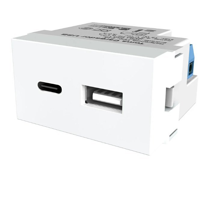TOMA DE CARGA  COMBINADO USB  USBC 3A BLANCO JL