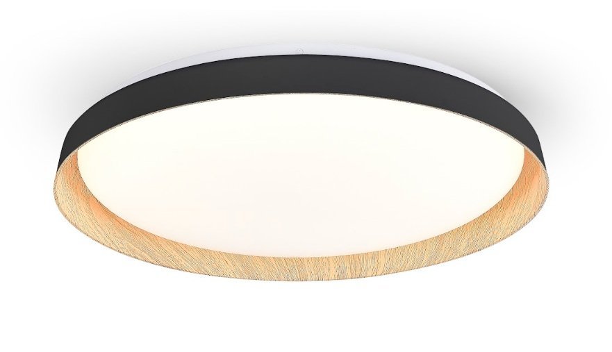 PLAFON CHESTER NEGRO C/MADERA 45W 3CCT 51cm Diametro