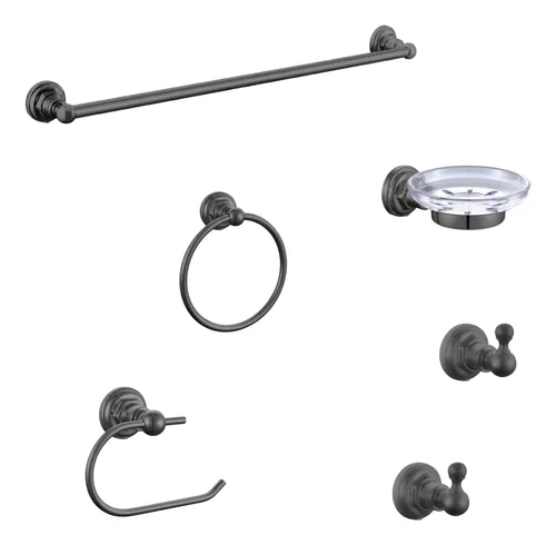 RENOIR SET DE ACCESORIOS BAO GRAFITO 6 PIEZAS PIAZZA