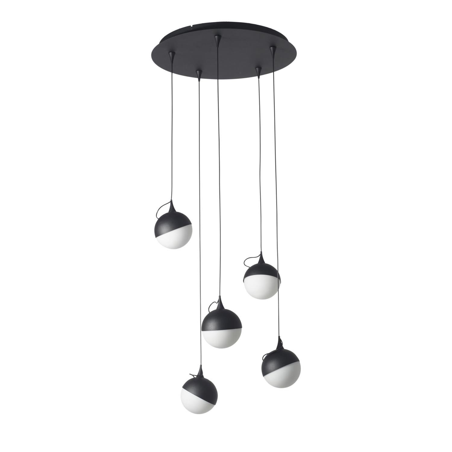 COLGANTE 5 LUCES LED LIO REDONDO NEGRO