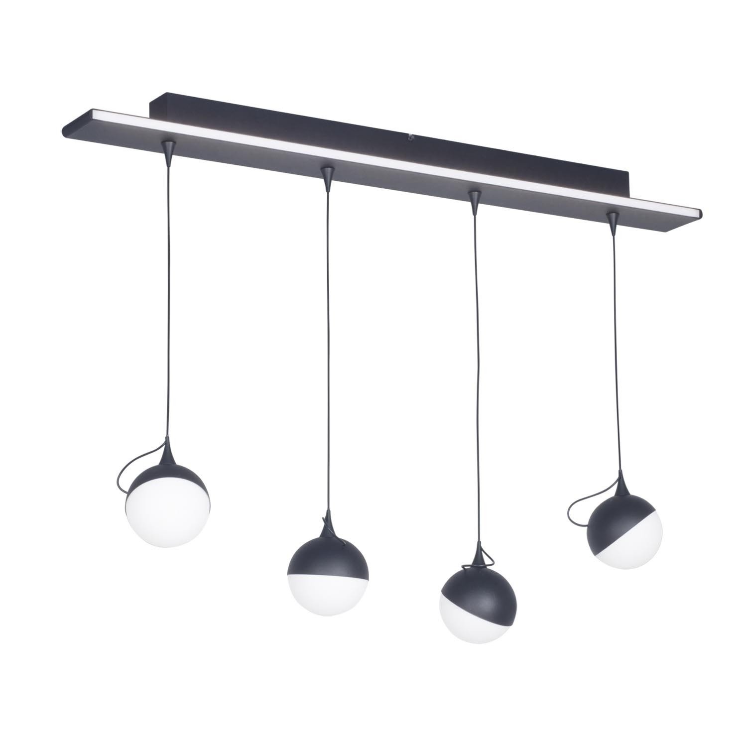 COLGANTE LIO 4 LUCES LED LINEAL NEGRO C/DOBLE ILUM DIMM