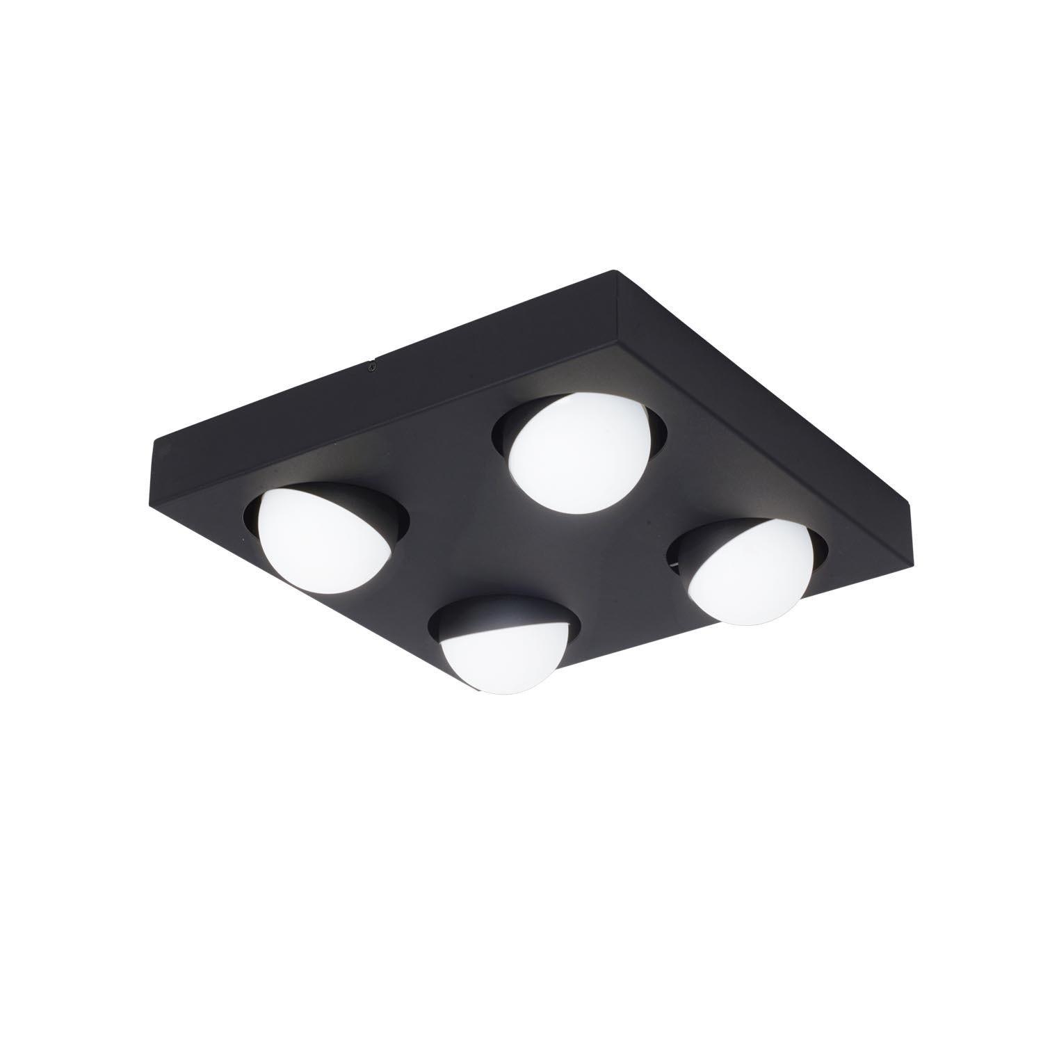 PLAFON CUADRADO 4 LUCES LED LIO NEGRO