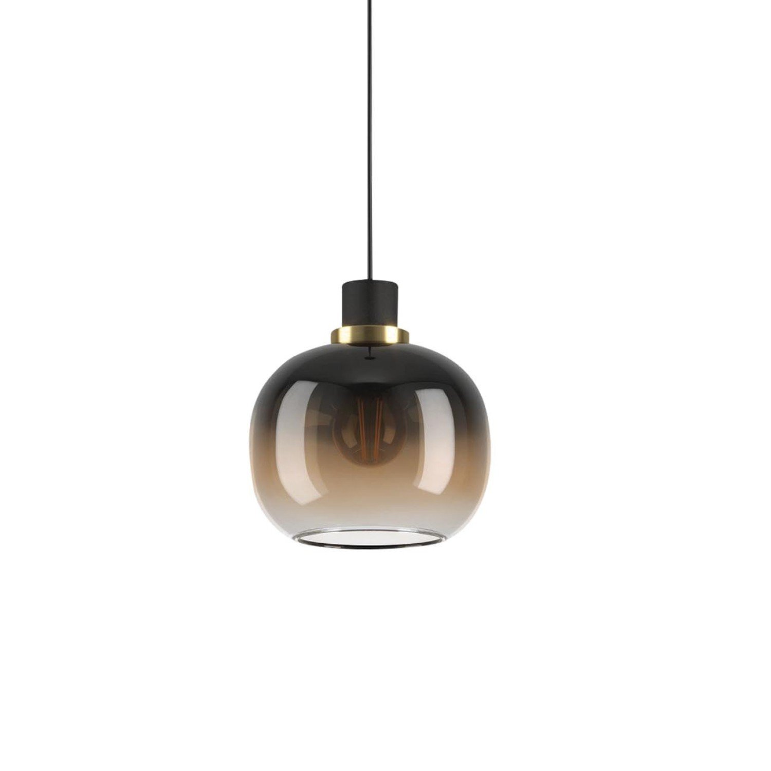 COLGANTE 1 LUZ E27 NEGRO Y ORO VIDRIO