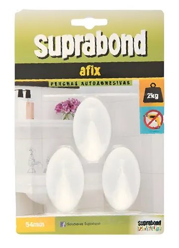 PERCHAS AUTOADHESIVAS OVAL X 3 U. 54MM BLANCO SUPRABOND