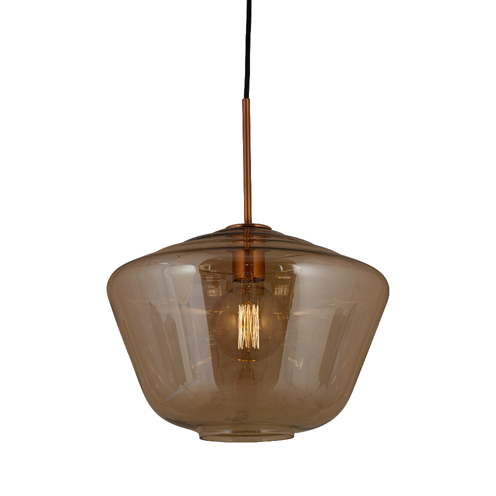 COLGANTE PIPA 1 LUZ COBRE VIDRIO FUME